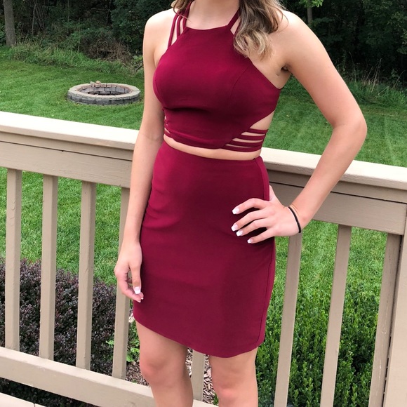 two piece fitted homecoming dresses